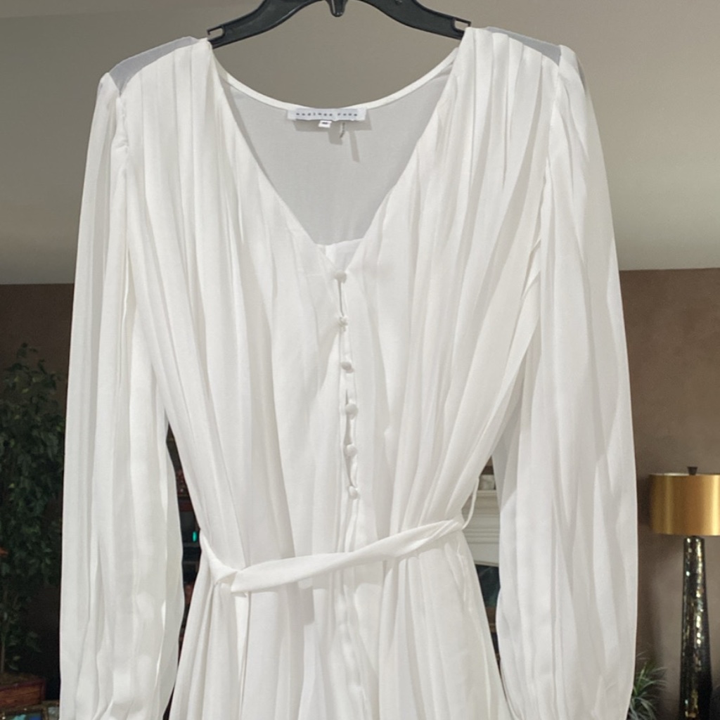 Endless Rose White Pleated Romper Size Xs Long Sleeve